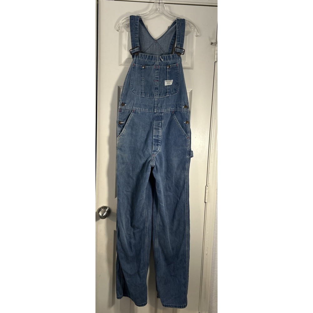 Vtg Overalls Mens 70/80s JC Penny Big Mac Square Bak Blue Denim Button Fly 30x31